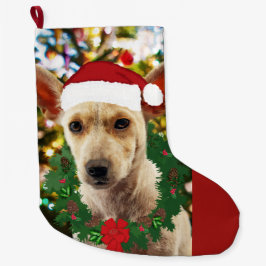 Calcetín Navideño Grande Alegría por el cachorro