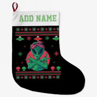 Calcetín Navideño Grande Alien Gangster Navidades feos suéter