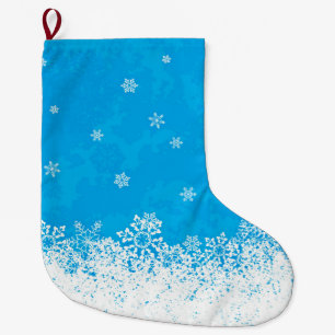 Calcetín Navideño Grande Almacenamiento azul del navidad de la nieve