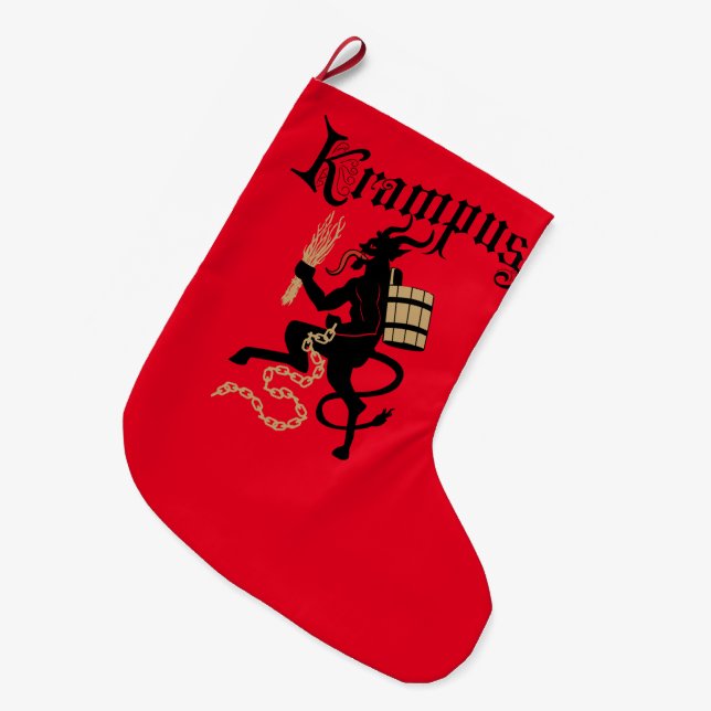 Calcetín Navideño Grande Almacenamiento del navidad de Krampus (Frente (Colgado))