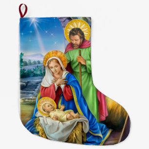 Calcetín Navideño Grande Almacenamiento del navidad de la natividad del