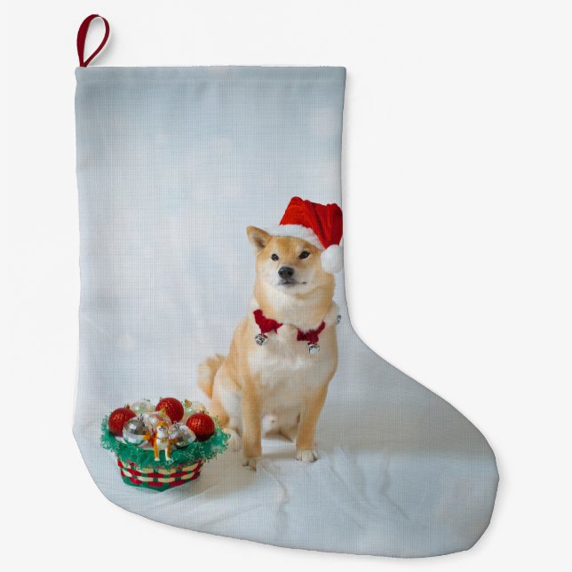 Calcetín Navideño Grande Almacenamiento del navidad de Santa Barkley (Anverso)