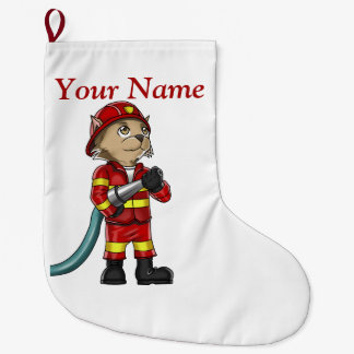 Calcetín Navideño Grande Almacenamiento del navidad del gato del bombero