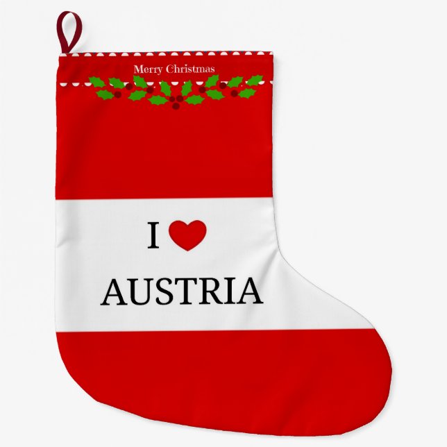 Calcetín Navideño Grande Amo Austria, diseño de Navidades (Anverso)
