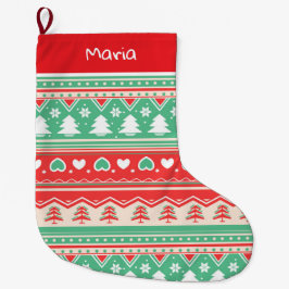 Calcetín Navideño Grande Amor al árbol de Navidad rojo y verde - Fiesta fes