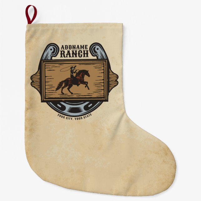 Calcetín Navideño Grande AÑADIR A Vaquero DOMICILIO Rancho de Caballo de Fa (Anverso)