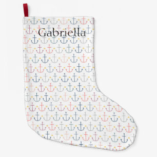 Calcetín Navideño Grande Anclas náuticas azules