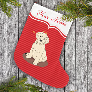 Calcetín Navideño Grande Ángel amarillo del labrador retriever
