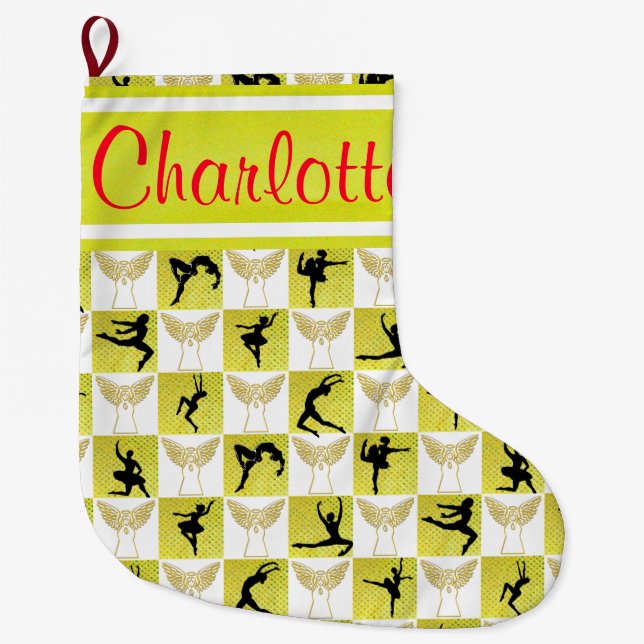 CALCETÍN NAVIDEÑO GRANDE ANGEL, BAILADOR DE ORO, PERSONALIZÓ EL ALMACENAMIE (Anverso)