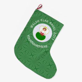 Calcetín Navideño Grande Ángel galés de Navidad Bandera Personalizada 