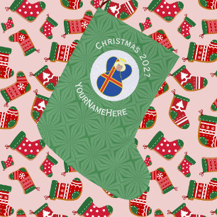 Calcetín Navideño Grande Angel Personalizado Navidades de Bandera de las Is