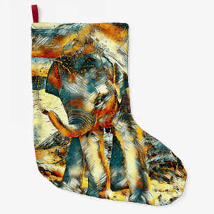 Calcetín Navideño Grande AnimalArt_Elephant_003