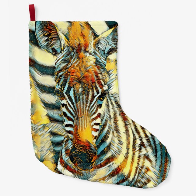 Calcetín Navideño Grande AnimalArt_Zebra_002 (Anverso)