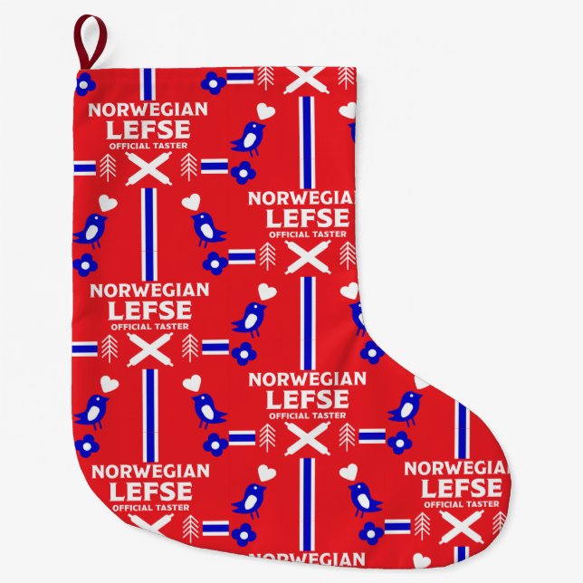Calcetín Navideño Grande Apron noruego Lefse Flatbread (Anverso)