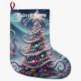 Calcetín Navideño Grande Árbol de Navidad Caprichoso -