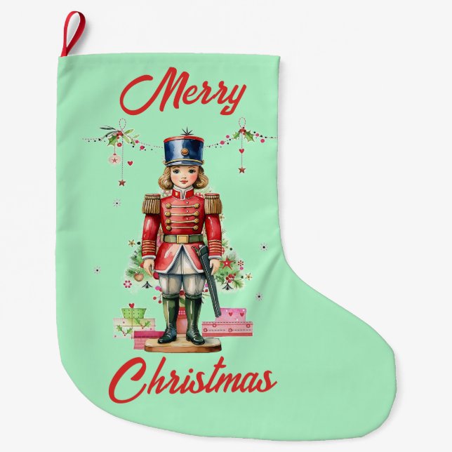 Calcetín Navideño Grande Árbol de Navidad de Juguetes Soldados (Anverso)