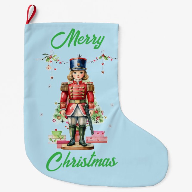 Calcetín Navideño Grande Árbol de Navidad de Juguetes Soldados (Anverso)