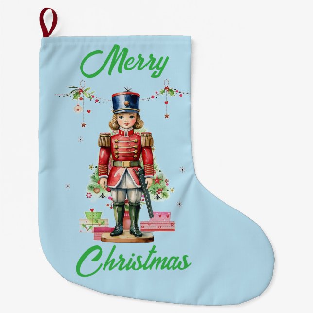 Calcetín Navideño Grande Árbol de Navidad de Juguetes Soldados (Anverso)