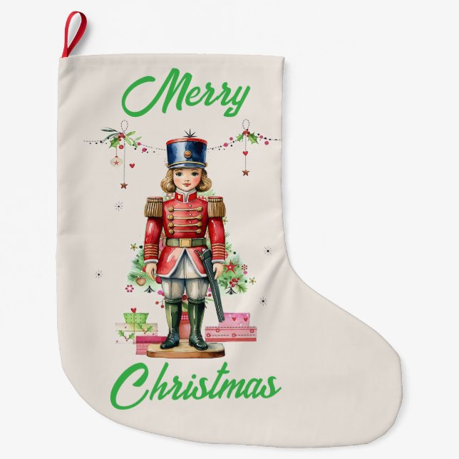 Calcetín Navideño Grande Árbol de Navidad de Juguetes Soldados (Anverso)