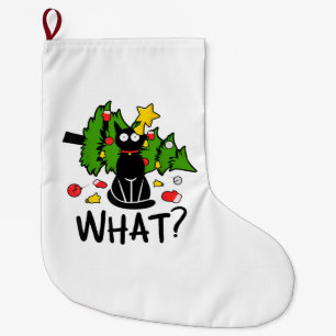 Calcetín Navideño Grande Árbol de Navidad divertido gato negro Santa Merry 