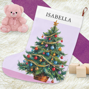 Calcetín Navideño Grande Árbol de Navidad Festivo Personalizado Retro