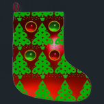 CALCETÍN NAVIDEÑO GRANDE ÁRBOL DE NAVIDAD VERDE ROJO CON CORAZÓN<br><div class="desc">Estilizado árbol de Navidad con piedra de roble roja. Diseño de Bulgan & Alessandro Lumini</div>