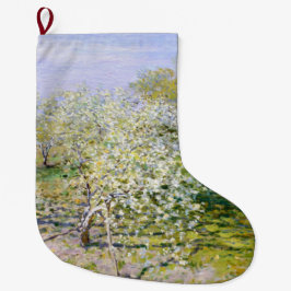 Calcetín Navideño Grande Árboles de manzana en flor (por Claude Monet)