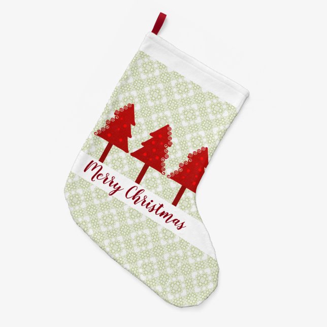 Calcetín Navideño Grande Árboles de Navidad (Frente (Colgado))