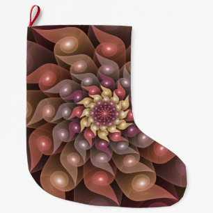 Calcetín Navideño Grande Arte abstracto fractal moderno surrealista brillan