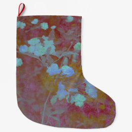 Calcetín Navideño Grande Arte azul y rosa de Guay con motivos florales/flor