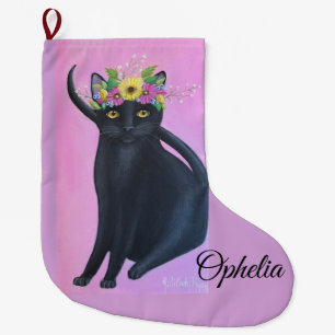 Calcetín Navideño Grande Arte captáneo negro