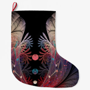 Calcetín Navideño Grande Arte fractal de fantasía moderna abstracta Jonglag