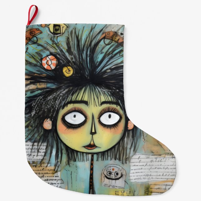 Calcetín Navideño Grande ArtLady 18 Encantadora y angustiada (Anverso)