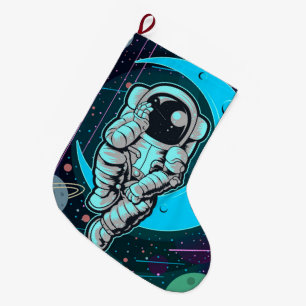 Calcetín Navideño Grande astronauta a todo color