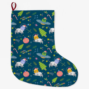 Calcetín Navideño Grande Astronautas animales