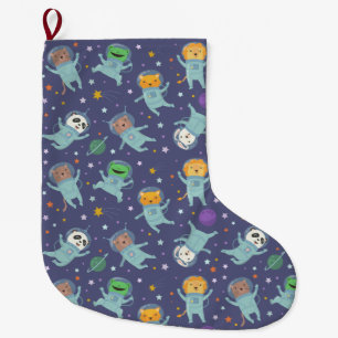 Calcetín Navideño Grande Astronautas de animales Navidades grandes levantá