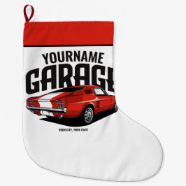 Calcetín Navideño Grande Auto muscular personalizado 1967 Red Fastback Gara