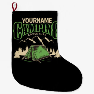 Calcetín Navideño Grande Aventura personalizada de camping en campamento fa