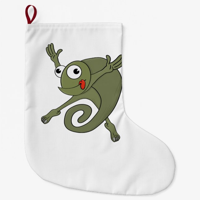 Calcetín Navideño Grande Awesome Chameleon (Anverso)