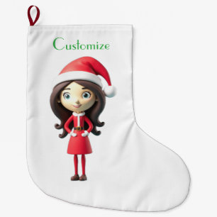Calcetín Navideño Grande Ayudante Feliz de Santa  Thunder_Cove 