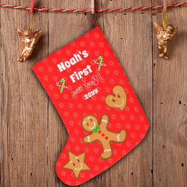 Calcetín Navideño Grande Baby First dulce XmaS Gingerbread Pals 2 lados