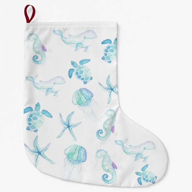 Calcetín Navideño Grande Bajo el mar (Anverso)