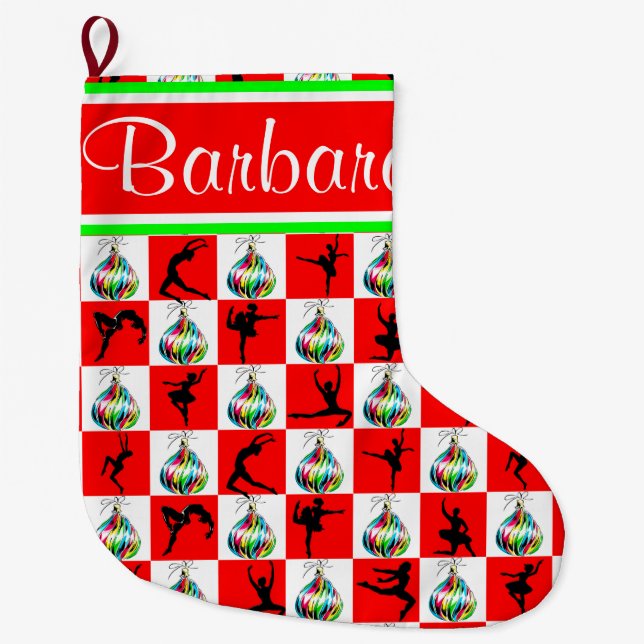 CALCETÍN NAVIDEÑO GRANDE BALLERINA PERSONALIZA MERRY CHRISTMAS STOCKING (Anverso)