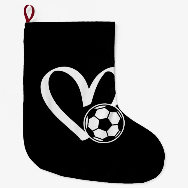 Calcetín Navideño Grande Balón de Fútbol Corazón (Anverso)