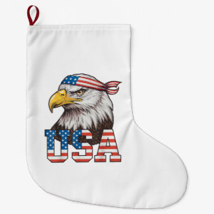 Calcetín Navideño Grande Bandera Americana De EE. UU. Hombres Mujeres Niños