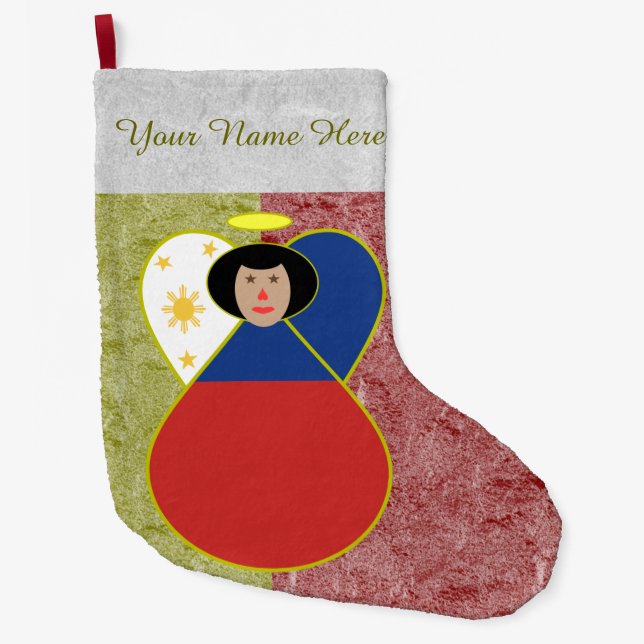 Calcetín Navideño Grande Bandera Ángel de Filipinas o Filipinas (Anverso)