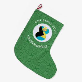 Calcetín Navideño Grande Bandera bahameña alardea a Navidades de ángel pers