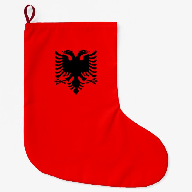 Calcetín Navideño Grande Bandera de Albania (Anverso)
