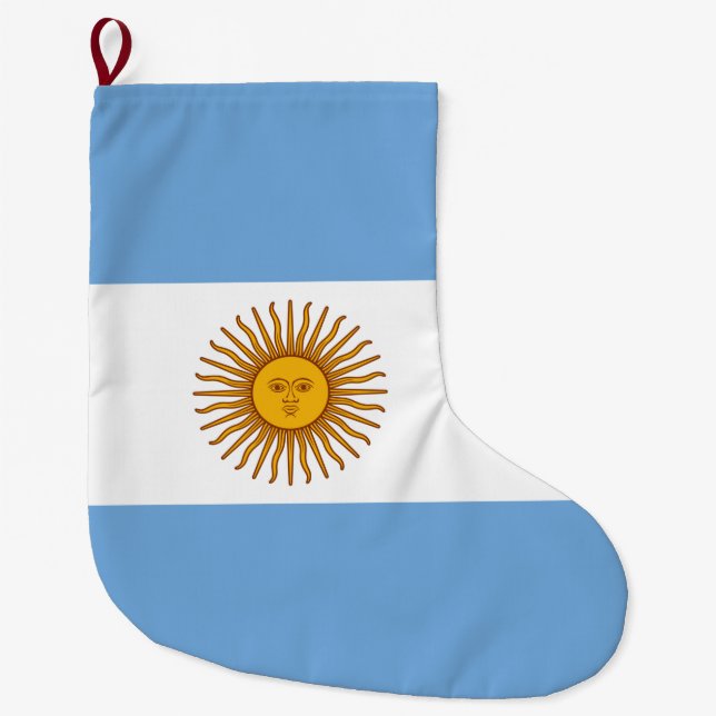 Calcetín Navideño Grande Bandera de Argentina (Anverso)