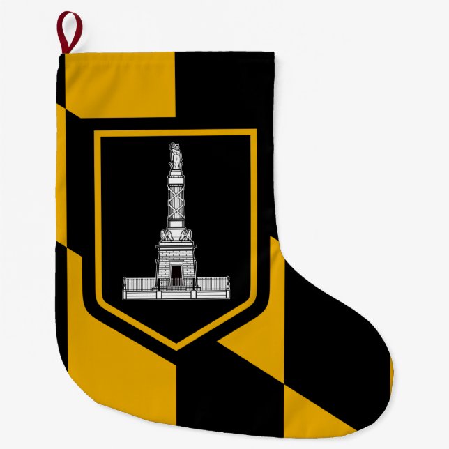 Calcetín Navideño Grande Bandera de Baltimore (Maryland, Estados Unidos) (Anverso)